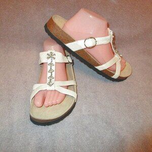 Birkenstock Betula Tango Sandals Size 43 12 Iridescent Jeweled Opal Leather Bead